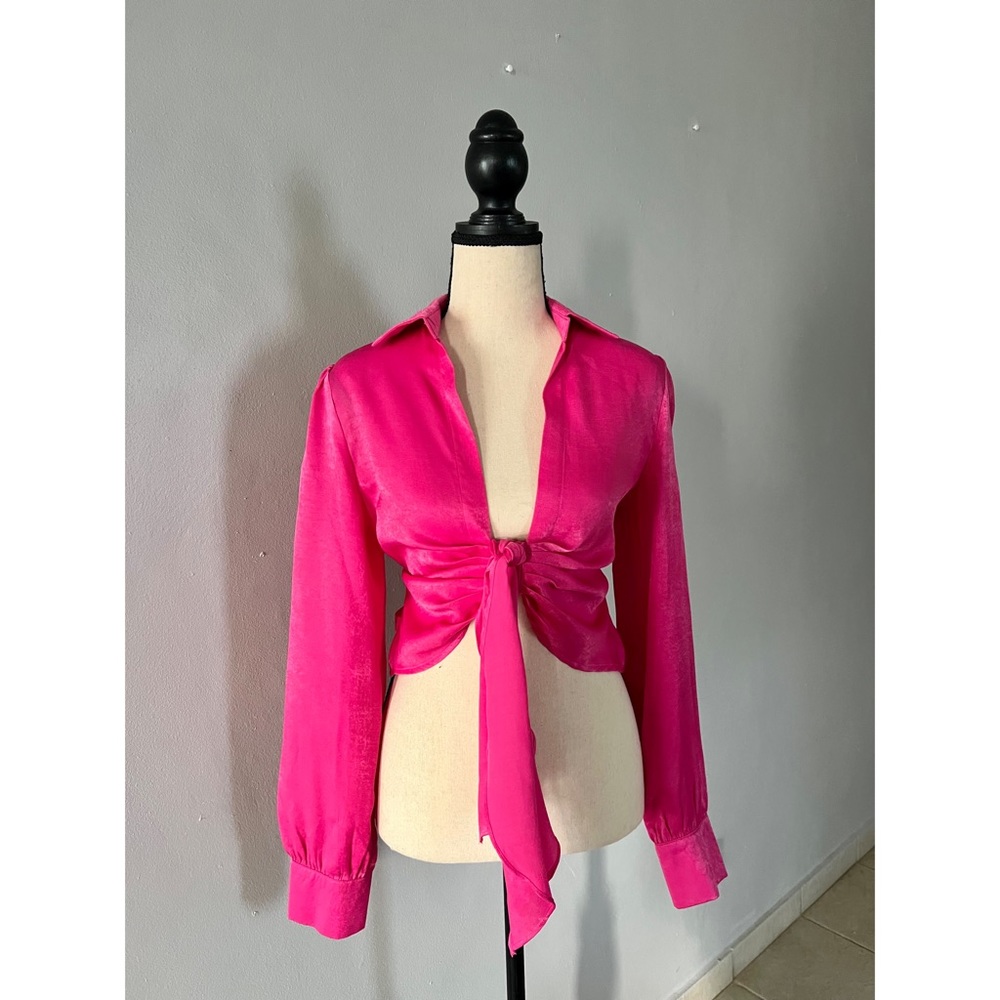 Satin crop blouse